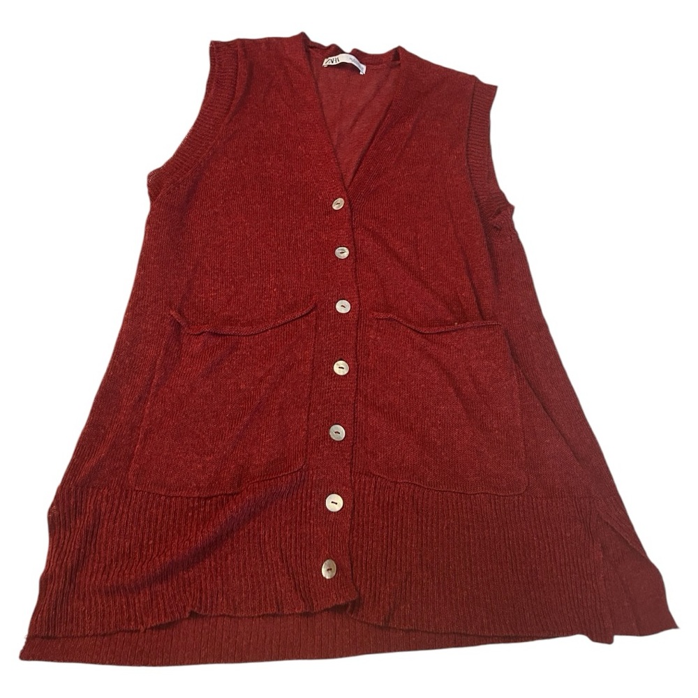Zara maroon knit button down vest